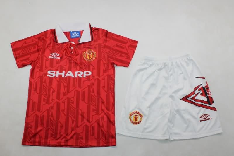 Kids Manchester United 1992/94 Home Soccer Jersey And Shorts