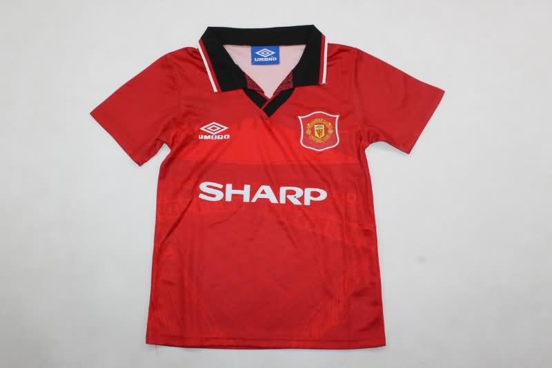 Kids Manchester United 1994/96 Home Soccer Jersey And Shorts