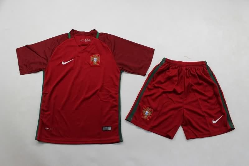 Kids Portugal 2016 Home Soccer Jersey And Shorts Kids Portugal 2016 Home Soccer Jersey And Shorts