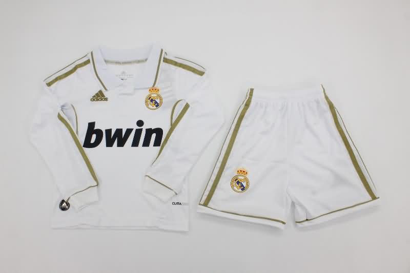 Kids Real Madrid 2011/12 Home Long Sleeve Soccer Jersey And Shorts