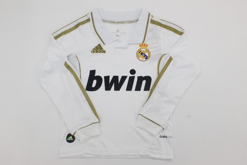 Kids Real Madrid 2011/12 Home Long Sleeve Soccer Jersey And Shorts