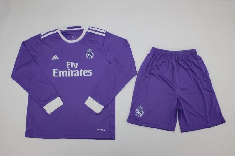 Kids Real Madrid 2016/17 Away Long Sleeve Soccer Jersey And Shorts