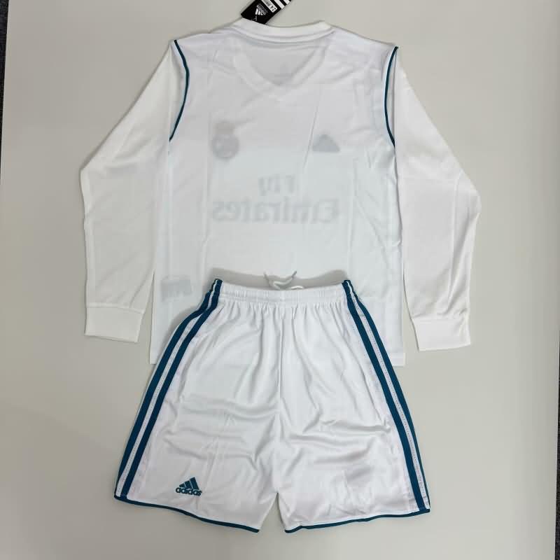 Kids Real Madrid 2017/18 Home Long Soccer Jersey And Shorts
