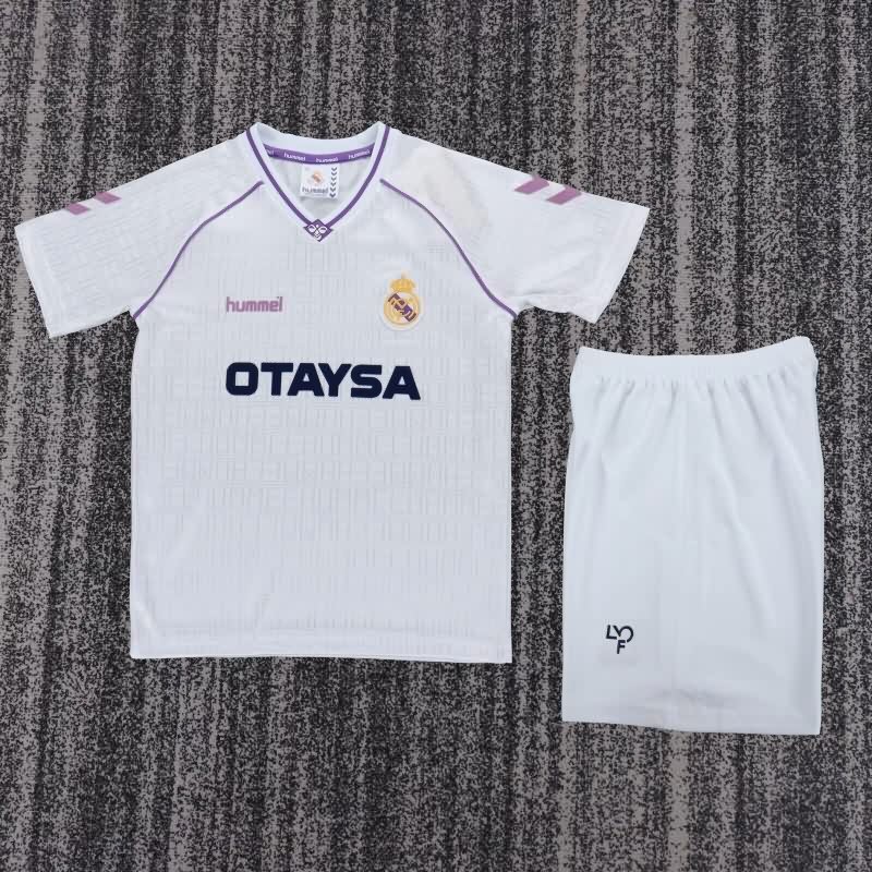 Kids Real Madrid 1990/91 Home Soccer Jersey And Shorts