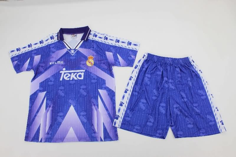 Kids Real Madrid 1996/97 Away Soccer Jersey And Shorts