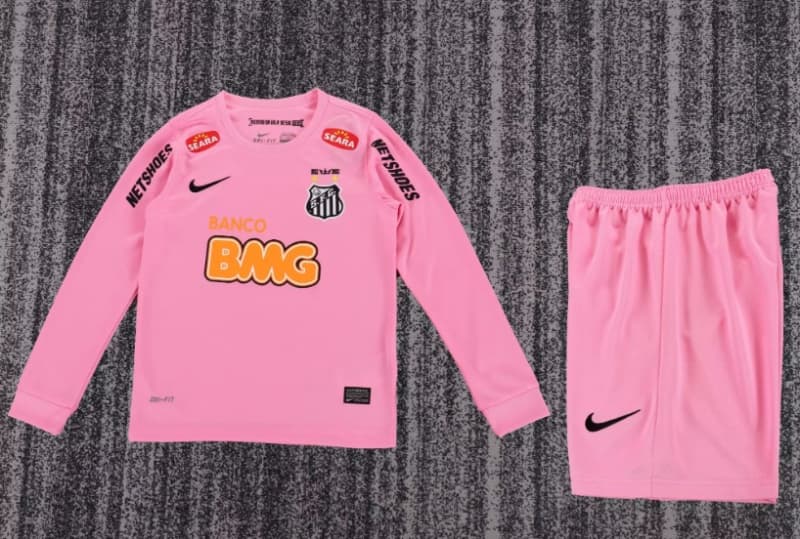 Kids Santos 2012/13 Pink Long Sleeve Soccer Jersey And Shorts