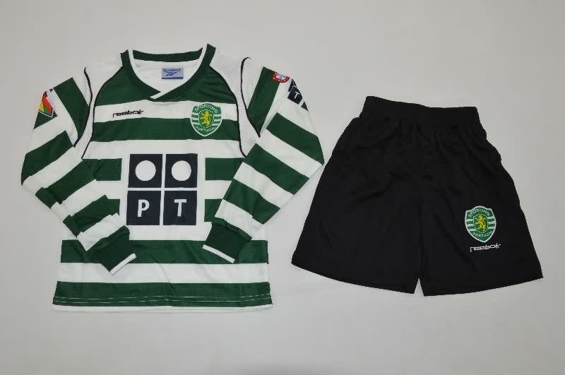 Kids Sporting Lisbon 2002/03 Home Long Sleeve Soccer Jersey And Shorts Kids Sporting Lisbon 2002/03 Home Long Sleeve Soccer Jersey And Shorts