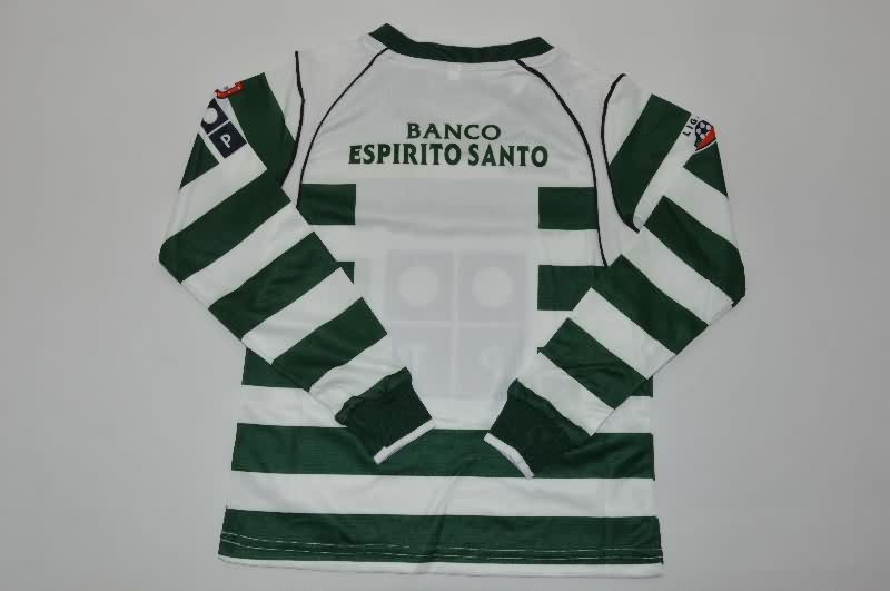 Kids Sporting Lisbon 2002/03 Home Long Sleeve Soccer Jersey And Shorts