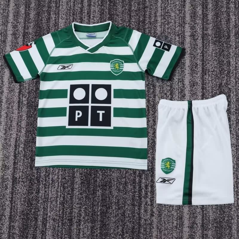 Kids Sporting Lisbon 2003/04 Home Soccer Jersey And Shorts Kids Sporting Lisbon 2003/04 Home Soccer Jersey And Shorts